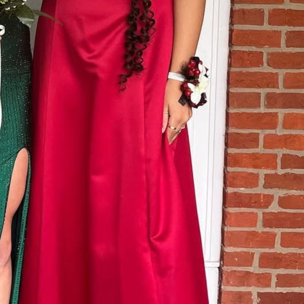 Michelangelo Red and Green Prom Dress